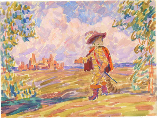 Рыбченкова Лора Борисовна. Лот из двух иллюстраций: «Кот в сапогах» и «Сестра Аленушка» 